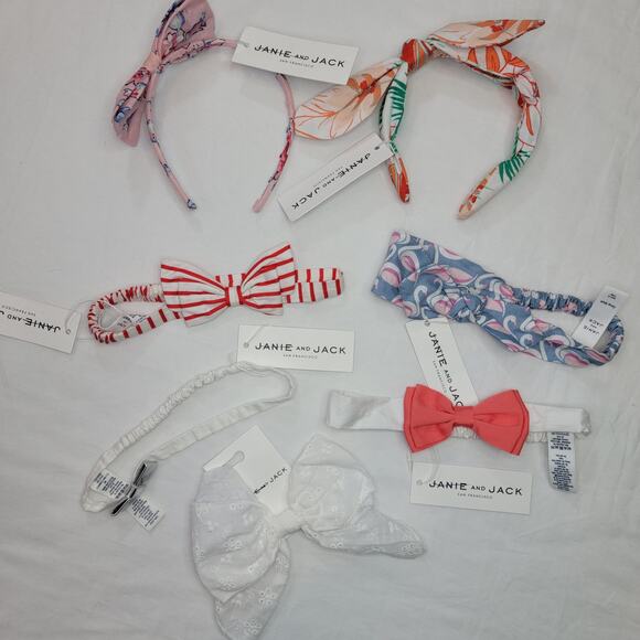 Janie and Jack Lot of 7 Girls Bow Headbands and Hair Pieces - Picture 1 of 8